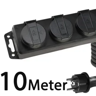 Gartensteckdosenleiste für Außen, 4-fach IP44, H07RN-F 3G1,5mm², Zuleitung 10m Gartensteckdosenleiste für Außen, 4-fach IP44, H07RN-F 3G1,5mm², Zuleitung 10m