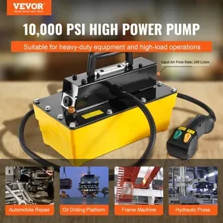 VEVOR 10.000 PSI Lufthydraulikpumpe, 2,3 L Behälter, NPT 3/8 Zoll Auslass, NPT 1/4 Zoll Einlass, Kunststoff-Lufthydraulikpumpe mit Fernbedienung, für Automobilrahmenmaschinen & Hydraulikpressen VEVOR 10.000 PSI Lufthydraulikpumpe, 2,3 L Behälter, NPT 3/8 Zoll Auslass, NPT 1/4 Zoll Einlass, Kunststoff-Lufthydraulikpumpe mit Fernbedienung, für Automobilrahmenmaschinen & Hydraulikpressen