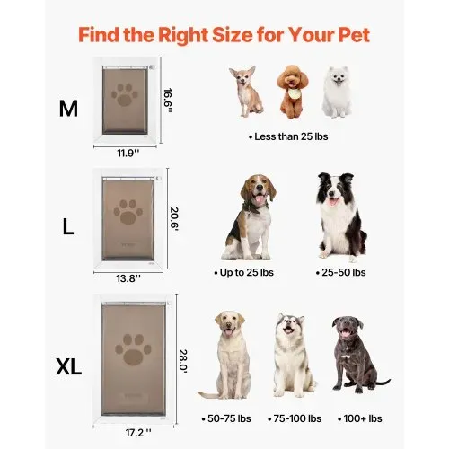 VEVOR Hundeklappe (Mittelgroß) mit Doppelmagnetklappen & Metallrahmen, Wetterfeste Katzenklappe für Innen- und Außentüren, Katzentür Hundetür Haustierklappe Weiß 20,96 x 31,12 cm (Breite x Höhe) – Bild 5