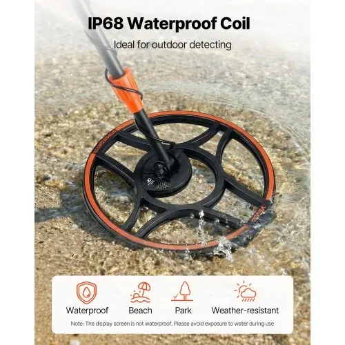 VEVOR Metalldetektor für Erwachsene, 304,8 mm, Profi Metallsuchgerät mit 6 Modi, Golddetektor, IP68 Wasserdichte Suchspule mit Display, Kopfhörer, Verstellbare Länge, zur Goldschatzsuche – Bild 5