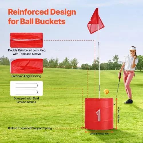 VEVOR Golfspiel Set, 3-Loch-Golfplatz, Übungsspiele für Golf im Eimer, Golf-Chipping-Spiel für den Außenbereich, tragbares Outdoor-Golfspiel für Rasen, Hof, Camping, Park, Strand – Bild 3