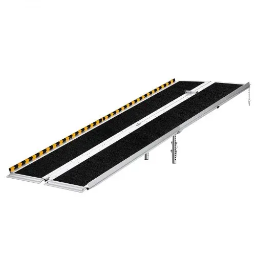 VEVOR Rollstuhlrampe Faltbar 2135x750mm, 362,9kg Belastbare Schwellenrampe mit Rutschfester Oberfläche & 110-210mm Verstellbaren Stützfüßen, Tragbare Auffahrrampe für Rollstuhl Türschwelle Bordsteine – Bild 9
