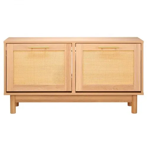 VEVOR Schuhregalbank Schuhbank (100 x 30 x 53 cm), Rattan-ähnliche Eingangsbank mit 2 Klappschubladen, Schuhregal mit 4 Fächern & 2 Rattantüren (136 kg belastbar), für Flur Wohnzimmer Schlafzimmer – Bild 8