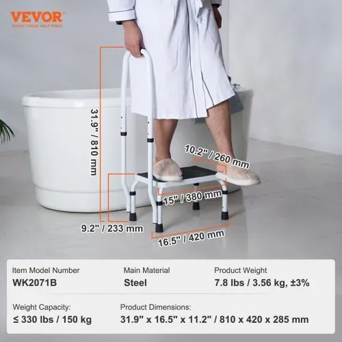 VEVOR Haushaltsleiter 810 x 417 x 285 mm Trittleiter faltbar Stahl Stehleiter 1 Stufe Stufenleiter 150 kg Tragfähigkeit Klapptritt Einzellstufenleiter 810 mm hoch Küchenleiter Rutschfest Tritthocker – Bild 6