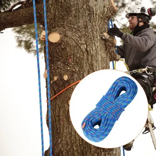 VEVOR 10,2 mm dynamisches Kletterseil, 50 m (164 Fuß) Outdoor-Kletterseil, 25 kN Bruchspannung, dehnbares Faserseil mit Stahlkarabinerhaken für Flucht, Abseilen, Brandrettung, Blau – Bild 7