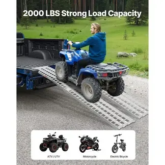 VEVOR Aluminium-Rampen 2-teilige Hochleistungsrampen Verladerrampe (907 kg belastbar) mit breiterer Rampenoberfläche, universelle stabile Laderampe mit Griffen, für ATV UTV Motorrad Elektrofahrrad VEVOR Aluminium-Rampen 2-teilige Hochleistungsrampen Verladerrampe (907 kg belastbar) mit breiterer Rampenoberfläche, universelle stabile Laderampe mit Griffen, für ATV UTV Motorrad Elektrofahrrad