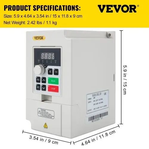 VEVOR Variabler Frequenzumrichter 220 V, 3 kW, 4PS, Variable Inverter, VFD Drehzahlregler, CNC Umrichter -5~40 °C, Vibration < 0,5 G, Ein-/Ausgangsstrom 0-14 A, Eingang 1 oder 3 Phasen, VFD Wandler – Bild 6