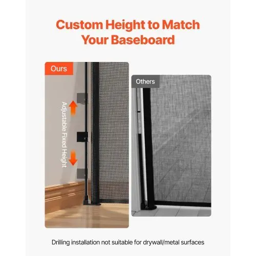 VEVOR einziehbares Babygitter Hundegitter ausziehbar auf 310 cm (B) / 795 mm (H), Treppenschutzgitter mit Sicherheitsschloss, Schutzgitter aus Netzgewebe für Treppen Flure drinnen/draußen, Schwarz – Bild 2