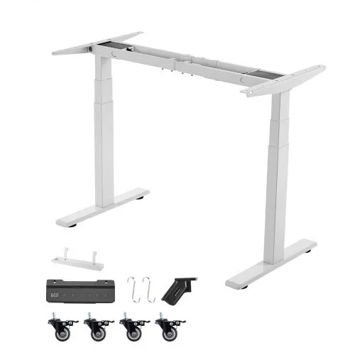 VEVOR Höhenverstellbarer Schreibtisch Gestell, Elektrisch Tischgestell bis 125kg, 3 Stufige Tischbeine mit 2 Motoren Speicherfunktion Höhenanzeige Kollisionschutz & USB, Tischständer für Büro, Weiß VEVOR Höhenverstellbarer Schreibtisch Gestell, Elektrisch Tischgestell bis 125kg, 3 Stufige Tischbeine mit 2 Motoren Speicherfunktion Höhenanzeige Kollisionschutz & USB, Tischständer für Büro, Weiß