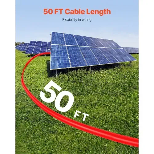 VEVOR Solarpanel 15,24 m, Verlängerungskabel 2er-Set, 6mm²/10AWG Kabel mit wasserdichten Buchsen- & Steckeranschlüssen, PV-Kabel für Solarpanele zu Hause, auf Schiffen & in Wohnmobilen, Schwarz & Rot – Bild 2