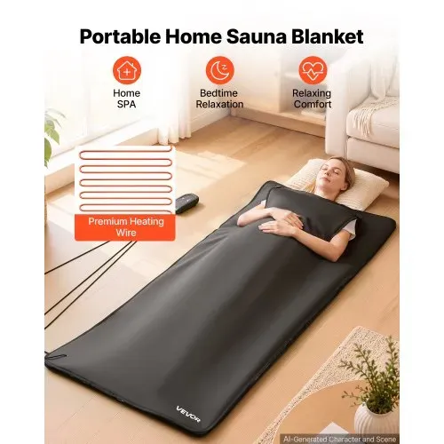VEVOR Infrarot-Saunadecke mit Armlöchern Infrarotdecke 180 x 80 cm Schwarz, Tragbare Wärmedecke für Schwitzen Entspannung Detox, Temperaturregelung, 20-60 min Timer, Oxford-Gewebe, mit Tragetasche VEVOR Infrarot-Saunadecke mit Armlöchern Infrarotdecke 180 x 80 cm Schwarz, Tragbare Wärmedecke für Schwitzen Entspannung Detox, Temperaturregelung, 20-60 min Timer, Oxford-Gewebe, mit Tragetasche