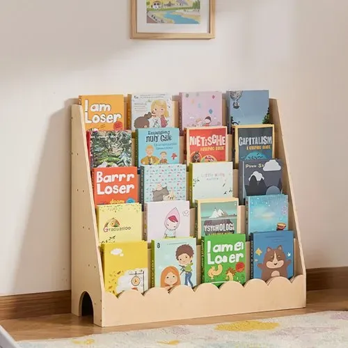 VEVOR Montessori Bücherregal 5-stöckiges Kinderbücherregal mit Wellenschliff, nach vorne gerichtetes Büchergestell mit Doppelhaken, Babybücherregal Kinderzimmerregal für Vorschule Kindergarten – Bild 7