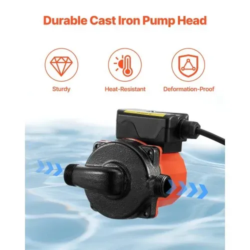 VEVOR Umwälzpumpe, 38 LPM, Umwälzpumpensystem mit sofortiger Zirkulation, 3-Gang-Steuerung, 100 W, AC 220–240 V, G3/4 Zoll auf G1/2 Zoll Adapter, Gusseisenkopf, für Warmwasserbereitersystem – Bild 4