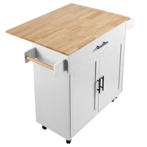 VEVOR Servierwagen Küchenwagen 1190 x 695 x 905 mm, 90,7 kg Belastbar Kücheninsel Küchenschrank, Rollwagen Küchentrolley mit Handtuchhalter & 1 Schubalde, Mikrowellenschrank Küchenrollwagen Massivholz – Bild 8