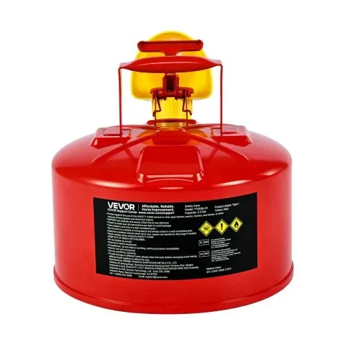 VEVOR Sicherheitskanister, 9,5 L Typ I, roter Sicherheitsbehälter für Benzin mit Flammensperre aus Edelstahl, selbstschließendem Deckel & PE-Trichter, Lagerbehälter für brennbare Stoffe, Rot – Bild 9