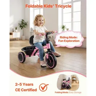 VEVOR Dreirad für Kinder von 2 bis 5 Jahren, Laufrad mit Verstellbarem Sitz, Aufbewahrungskorb und Kohlenstoffstahlrahmen, Klappbares Kinderdreirad mit Lenkergriffen, Geschenk für Jungen und Mädchen VEVOR Dreirad für Kinder von 2 bis 5 Jahren, Laufrad mit Verstellbarem Sitz, Aufbewahrungskorb und Kohlenstoffstahlrahmen, Klappbares Kinderdreirad mit Lenkergriffen, Geschenk für Jungen und Mädchen