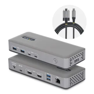 StarTech.com Dual Monitor USB-C Dockingstation, Dual 4K 60Hz HDMI MST Dock, 100W Power Delivery Laptop-Ladung, 1GbE, treiberlos, Multi-Monitor Dock, Windows StarTech.com Dual Monitor USB-C Dockingstation, Dual 4K 60Hz HDMI MST Dock, 100W Power Delivery Laptop-Ladung, 1GbE, treiberlos, Multi-Monitor Dock, Windows