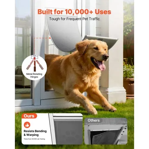 VEVOR Hundeklappe für Glasschiebetür, Hundetür Höhenverstellbar von 1927 bis 2049 mm, Rahmen aus Aluminiumlegierung mit Klappe & Schloss, für Extra Große Hunde, 180° schwenkbare Haustiertür, XL – Bild 4