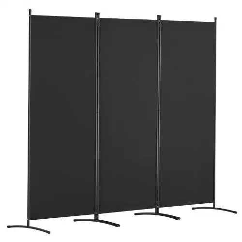 VEVOR Raumteiler Trennwand 3-teiliger Paravent Stellwand, faltbarer Sichtschutz für Büro Schlafzimmer Esszimmer Arbeitszimmer Balkon, Raumtrenner freistehend (228 x 52 x 184 cm), Schwarz – Bild 8