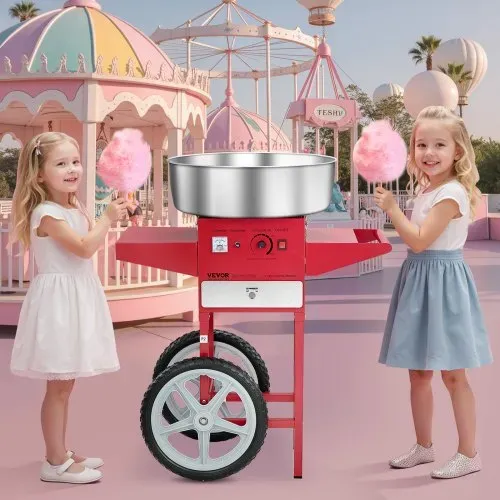 VEVOR elektrische Zuckerwattemaschine kommerzielle Zuckerwattegeräte mit Wagen (1000 W) mit 52 cm Edelstahlschüssel & Zuckerschaufel & Schublade, perfekt für Kindergeburtstage Familienfeiern Rot – Bild 7