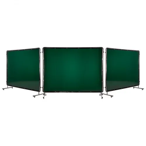 VEVOR Schweißvorhang mit Rahmen, 3-teilig, 1740 x 2340 mm, flammhemmende Vinyl-Schweißschutzwand mit 12 Rädern & 6-stufigem UV-Schutz für Werkstatt-/Industrieanwendungen, Dunkelgrün – Bild 9