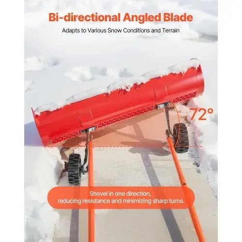 VEVOR Schneeschaufel auf Rädern, 955 mm Schneeschieber mit bidirektionaler Klinge, 90° verstellbarer Griff, Schneeräumer aus Kunststoff, Schneepflug, Schneeschippe zum Reinigen der Einfahrt – Bild 4