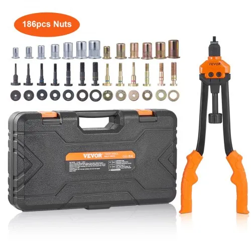VEVOR Nietmutternzange-Set Blindnietmutternzange 410 mm, Nietenzange 13 Sätze von Muttern & Dornen, Nietmutterwerkzeug M3 M4 M5 M6 M8 M10 M12 Profi Handnietzange, Nietmaschine Gewinde Nieten VEVOR Nietmutternzange-Set Blindnietmutternzange 410 mm, Nietenzange 13 Sätze von Muttern & Dornen, Nietmutterwerkzeug M3 M4 M5 M6 M8 M10 M12 Profi Handnietzange, Nietmaschine Gewinde Nieten
