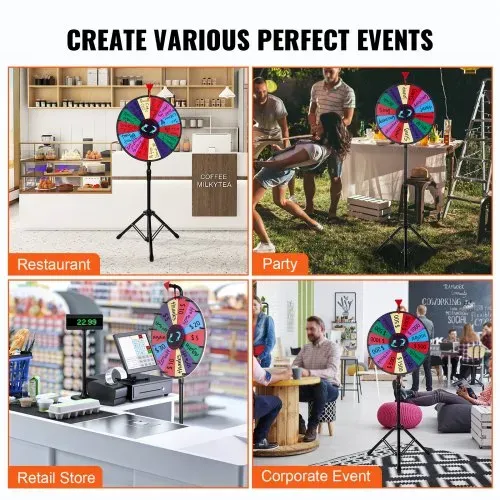 VEVOR 46 cm Glücksrad Spielzeug Farbe Rad Spiele für Lotteriespiele Wortspiele,Glücksrad zum Drehen Acrylplatte mit PVC-Schaum,54 x 54 x 11 cm Preisrad Lucky Wheel mit Stativ – Bild 5