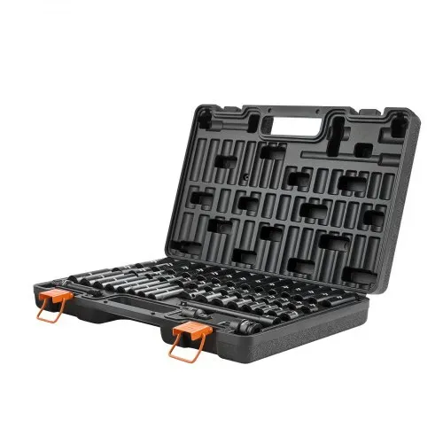 VEVOR Schlagnuss-Set, 3/8 Zoll-Antrieb, 48-tlg., Sechskant-Steckschlüssel, SAE 5/16-3/4 Zoll & Metrisch 8-19 mm, 21-22 mm, Chrom-Vanadium-Legierungsstahl, Verlängerungsstange, Adapter & Koffer – Bild 9