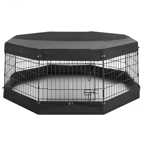 VEVOR Welpenauslauf Hundelaufstall Metall 61cm 8-tlg. Deckel & Bodenmatte, Spielplatz für Kleine Hunde Katzen & Andere Kleintiere Faltbar Durch die Verschiedenen Formen Vielfältig Einsetzbar – Bild 9