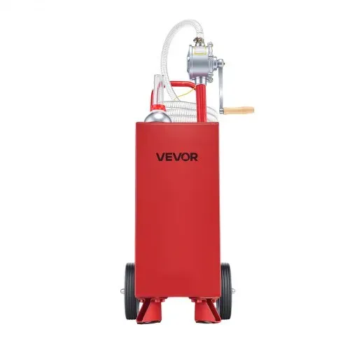 VEVOR 56,8L Kraftstofftrolley Mobile Tankanlage mit Manueller Pumpe Rot, Kohlenstoffstahl, Mit 2 Rollen & 3m Förderschlauch, Max. 17,8L/min Durchfluss, Benzin & Diesel, Ideal für ATV UTV Motorrad – Bild 10