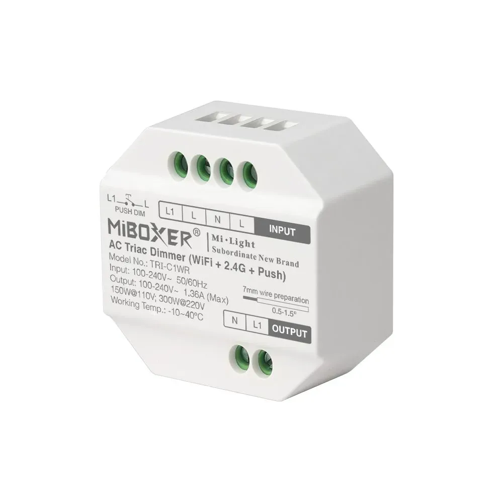 MiBoxer TRI-C1WR LED Dimmer Controller AC TRIAC WiFi+2,4G+Push MiBoxer TRI-C1WR LED Dimmer Controller AC TRIAC WiFi+2,4G+Push