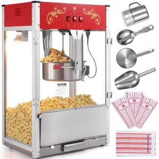 VEVOR Popcornmaschine Popcornautomat Popcorngerät 1615 W, 16 oz Kessel Popcornmaschine mit großem Fassungsvermögen für die Arbeitsplatte mit gehärtetem Glas, inklusive 3 Edelstahlschaufeln Kino-Stil VEVOR Popcornmaschine Popcornautomat Popcorngerät 1615 W, 16 oz Kessel Popcornmaschine mit großem Fassungsvermögen für die Arbeitsplatte mit gehärtetem Glas, inklusive 3 Edelstahlschaufeln Kino-Stil