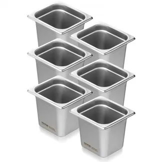 VEVOR Gastronormbehälter, Edelstahl Behälter 6 Stk. 1/6 Größe 178 x 168 x 160 mm Speisebehälter, kommerzieller Dampfpfanne Warmhaltebehälter für Speisen, Torten, Hotelpfanne Tisch Food Pan Buffet VEVOR Gastronormbehälter, Edelstahl Behälter 6 Stk. 1/6 Größe 178 x 168 x 160 mm Speisebehälter, kommerzieller Dampfpfanne Warmhaltebehälter für Speisen, Torten, Hotelpfanne Tisch Food Pan Buffet