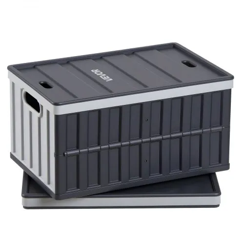 VEVOR Klappbox 65 L 2er-Pack, Faltbare Aufbewahrungsboxen aus Kunststoff, Stapelbare Klappkörbe mit Deckel, Tragkraft 38 kg pro Box, Klappkiste, Ideal für Haushaltsorganisation, Grau & Schwarz VEVOR Klappbox 65 L 2er-Pack, Faltbare Aufbewahrungsboxen aus Kunststoff, Stapelbare Klappkörbe mit Deckel, Tragkraft 38 kg pro Box, Klappkiste, Ideal für Haushaltsorganisation, Grau & Schwarz