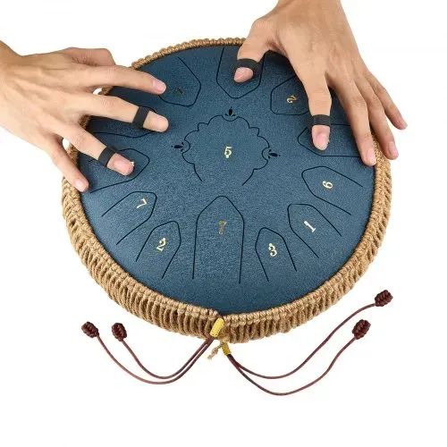 VEVOR Zungentrommel, Ø305 mm, 13 Töne, Regentrommel, C-Dur, mit Notenbuch & Schlägeln, Perkussionsinstrument für Meditation, Yoga & musikalische Anfängerausbildung, Steel Tongue Drum Marineblau – Bild 8