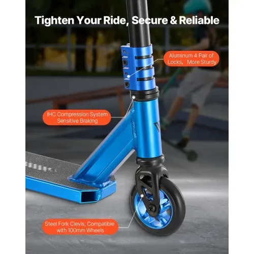 VEVOR Stunt-Scooter Pro Komplett Trick Scooter für Kinder im Alter von 9–11 Jahren, Teenager, Jungen und Mädchen, Freestyle Street Rider für Fortgeschrittene und Anfänger – Bild 3