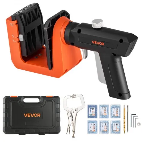 VEVOR Pocket Hole Jig, Taschenloch-Bohrschablone Set, 12,7, 19, 38,1 mm, 360° Drehbarer Griff, 260 Schrauben, C-Klemme, Anschlagring, Bohrer, Einfaches Spannen & Einstellen, Für Holzbearbeitung VEVOR Pocket Hole Jig, Taschenloch-Bohrschablone Set, 12,7, 19, 38,1 mm, 360° Drehbarer Griff, 260 Schrauben, C-Klemme, Anschlagring, Bohrer, Einfaches Spannen & Einstellen, Für Holzbearbeitung