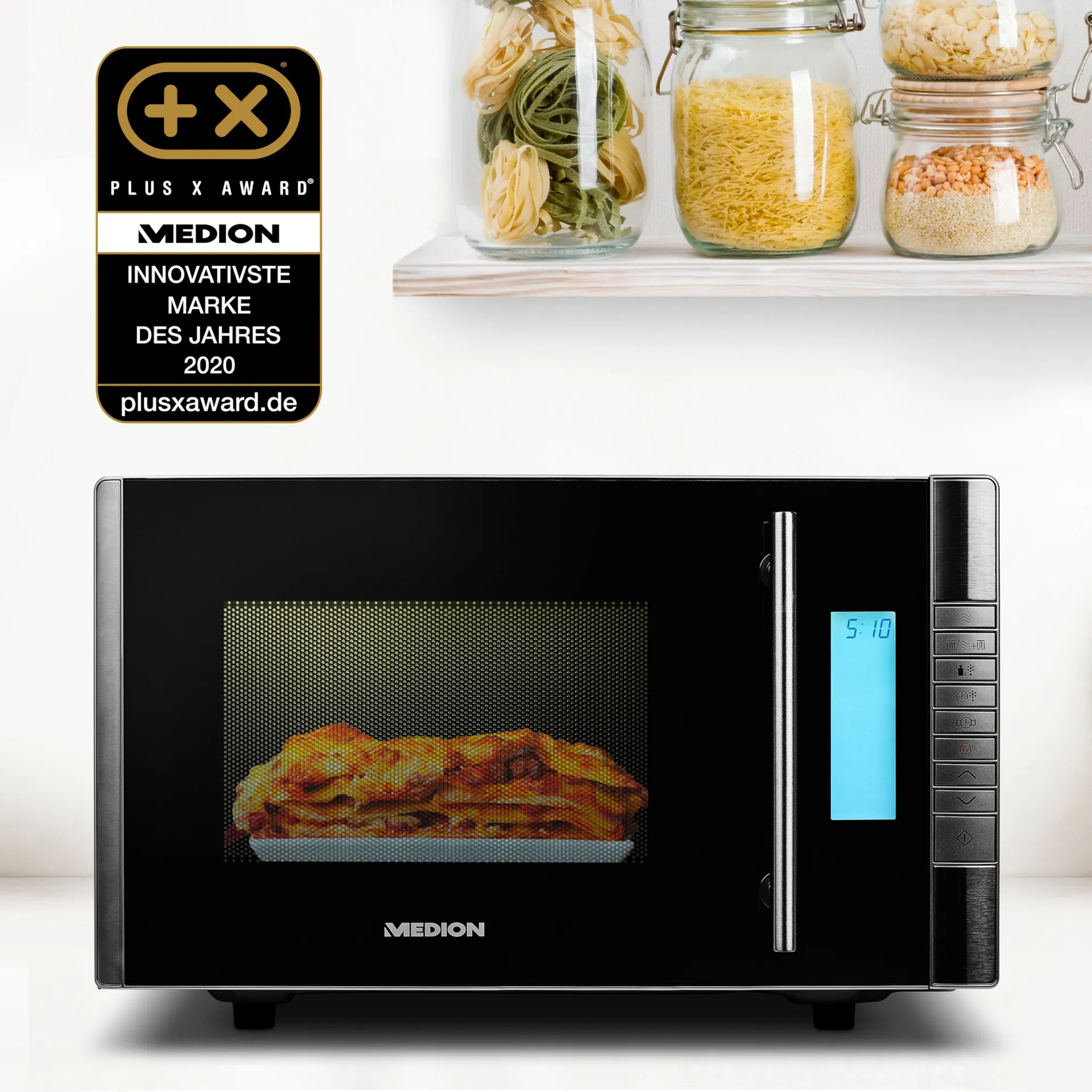 MEDION MD 14482 Schwarz, Edelstahl Grill-Mikrowelle Arbeitsplatte 20 l 800 W – Bild 7