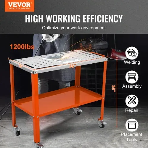 VEVOR Mobiler Schweißtisch 91,4×45,7cm Schweißwerkbank 544kg Tragfähigkeit Lochtisch 94 Löcher (φ 1,6cm) Werkbank Kohlenstoffstahl Arbeitstisch Schweißwagen mit Rädern 4 Werkzeugschlitzen VEVOR Mobiler Schweißtisch 91,4×45,7cm Schweißwerkbank 544kg Tragfähigkeit Lochtisch 94 Löcher (φ 1,6cm) Werkbank Kohlenstoffstahl Arbeitstisch Schweißwagen mit Rädern 4 Werkzeugschlitzen