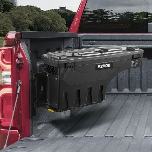 VEVOR LKW-Ladefläche Staufach, abschließbarer Deckel, wasserdicht ABS Radkasten Werkzeugkasten 25 L, kompatibel mit Chevrolet Silverado 1500 GMC Sierra 1500 2019-2021, Fahrerseite, Schwarz – Bild 7