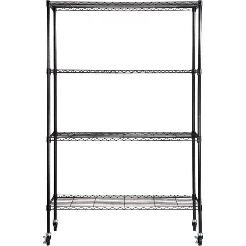 VEVOR Lagerregal mit Rädern, 4-stufig verstellbar, 700 lbs Kapazität, robuste Garagenregale, Metall-Organizer, Drahtregal, schwarz, 120 x 45 x 188 cm für Küche, Speisekammer, Keller, Badezimme – Bild 9