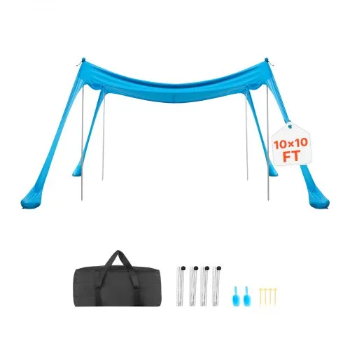 VEVOR Strandzelt mit Sonnenschutz (UPF 50+) 3 x 3 x 2 m, Strandmuschel mit 4 Sandsäcken & Stabilisierungsstangen & Sandschaufeln, Tragbares Sonnensegel für Familienausflüge Camping Angeln Blau VEVOR Strandzelt mit Sonnenschutz (UPF 50+) 3 x 3 x 2 m, Strandmuschel mit 4 Sandsäcken & Stabilisierungsstangen & Sandschaufeln, Tragbares Sonnensegel für Familienausflüge Camping Angeln Blau