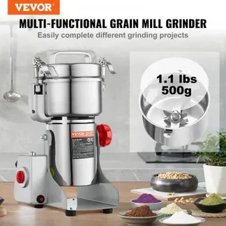 VEVOR elektrische Getreidemühle Hochgeschwindigkeits-Gewürzmühle 500 g mit 2000 W, Pulverisiermaschine aus Edelstahl, für trockene Körner Gewürze Müsli Kaffee Mais Pfeffer Schwenktyp 22 x 19 x 36 cm VEVOR elektrische Getreidemühle Hochgeschwindigkeits-Gewürzmühle 500 g mit 2000 W, Pulverisiermaschine aus Edelstahl, für trockene Körner Gewürze Müsli Kaffee Mais Pfeffer Schwenktyp 22 x 19 x 36 cm