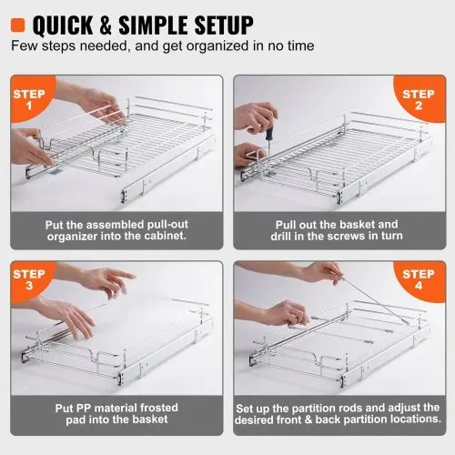 VEVOR ausziehbares Gewürzregal (310x533x85 mm) Spülschrankregal Küchenschrank, Schiebeschublade Waschbecken Gewürzregal Schrank Organizer Unterschrankregal 340x563x185 mm (Einbaumaße) – Bild 4