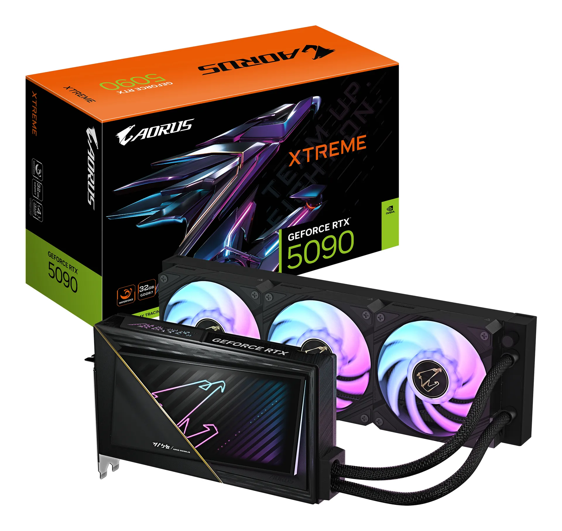 GIGABYTE AORUS GeForce RTX 5090 XTREME WATERFORCE 32G Grafikkarte – 32 GB GDDR7, 512 Bit, PCI-E 5.0, 2655 MHz Kernfrequenz, 3 x DP 2.1a, 1 x HDMI 2.1b, NVIDIA DLSS 4, GV-N5090AORUSX W-32GD GIGABYTE AORUS GeForce RTX 5090 XTREME WATERFORCE 32G Grafikkarte – 32 GB GDDR7, 512 Bit, PCI-E 5.0, 2655 MHz Kernfrequenz, 3 x DP 2.1a, 1 x HDMI 2.1b, NVIDIA DLSS 4, GV-N5090AORUSX W-32GD