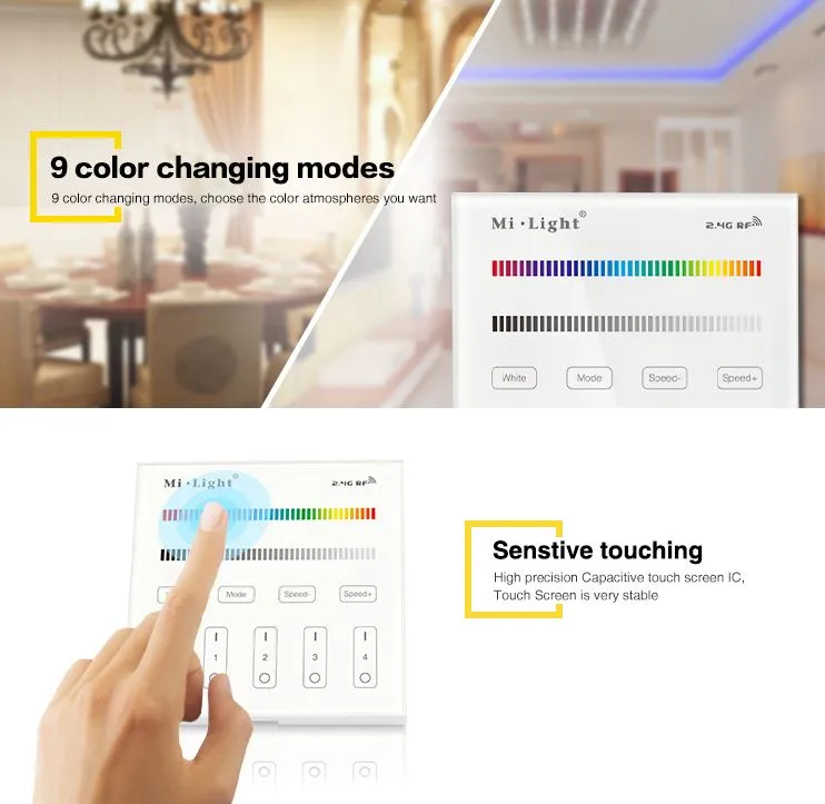 MiBoxer T3 LED Fernbedienung Smart Panel RGB/RGB-W 4 Zonen – Bild 8