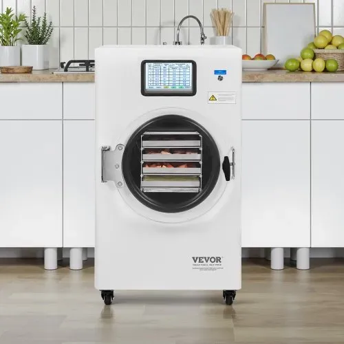 VEVOR Gefriertrockner Gefriertrocknungsmaschine Trocknungsausrüstung (4–6 kg Kapazität) für Lebensmittel mit 4-lagigen Tabletts & einstellbarer Temperatur und Zeit, für Früchte Obst Weiß – Bild 7
