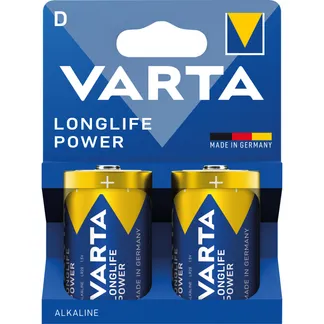 Mono-Batterie VARTA “Longlife Power“, Alkaline, 1,5 V, Typ D, LR20, 2er-Blister Mono-Batterie VARTA “Longlife Power“, Alkaline, 1,5 V, Typ D, LR20, 2er-Blister