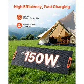 VEVOR Monokristalline Solarmodule 150 W Faltbar, tragbares ETFE-Mono-Solarpanel-Ladegerät mit MC4-Ausgang, Typ-C-, QC3.0-USB- & DC-Anschlüssen, IP67 wasserdicht für Powerstations, Camping & Wandern VEVOR Monokristalline Solarmodule 150 W Faltbar, tragbares ETFE-Mono-Solarpanel-Ladegerät mit MC4-Ausgang, Typ-C-, QC3.0-USB- & DC-Anschlüssen, IP67 wasserdicht für Powerstations, Camping & Wandern